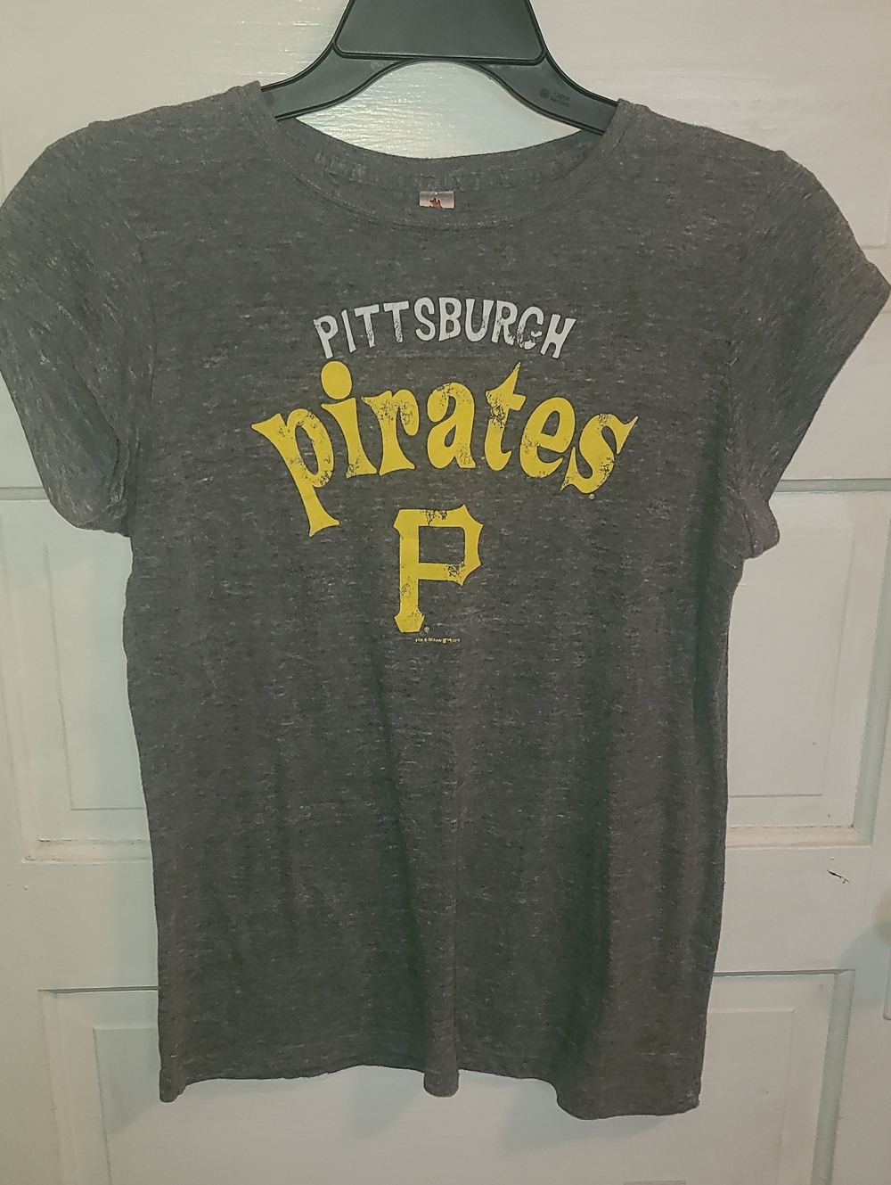 Heather Gray Tee with Yellow Pittsburgh Pirates Logo